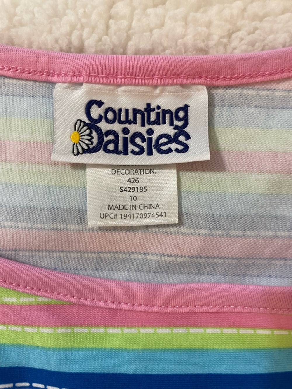 Counting Daisies Girls' Pink, Blue & Green Striped Ruffle Tank - Picture 3 of 4